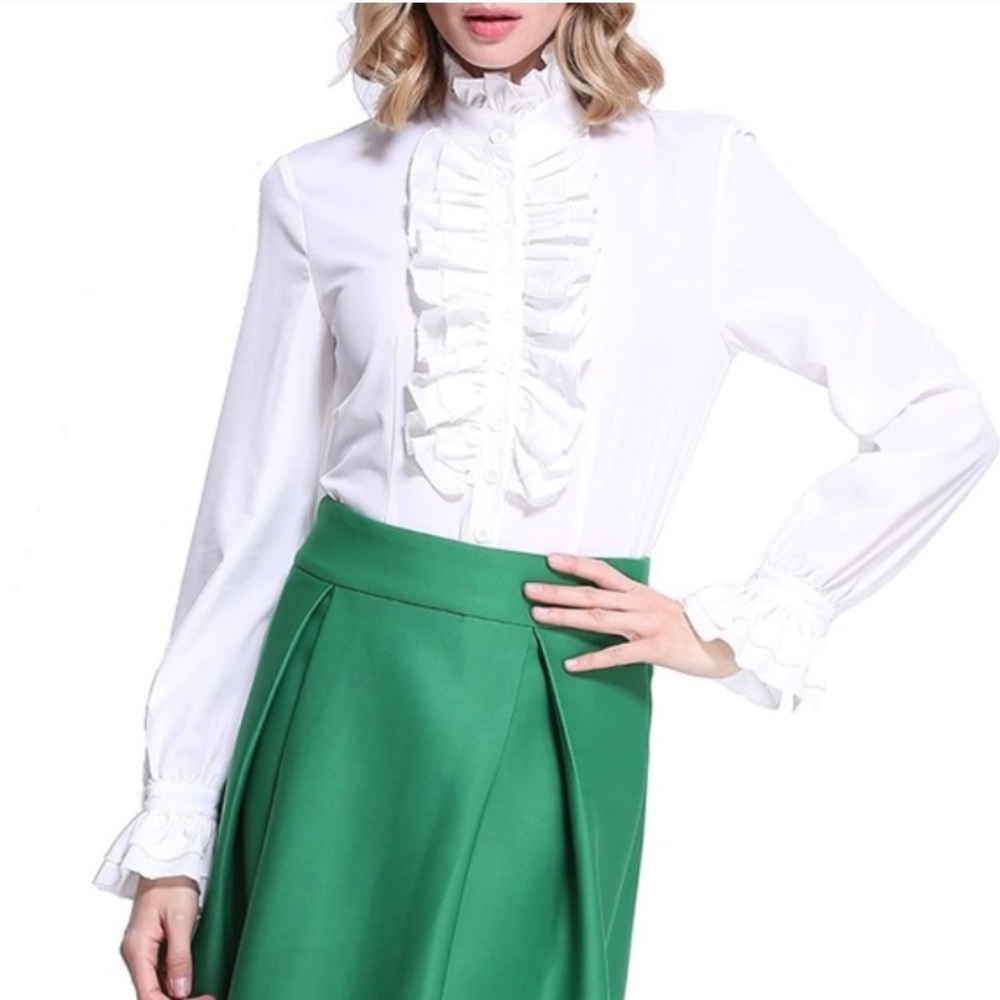 NEW Pretty Guide Stretchy Victorian Blouse Shirt Size S